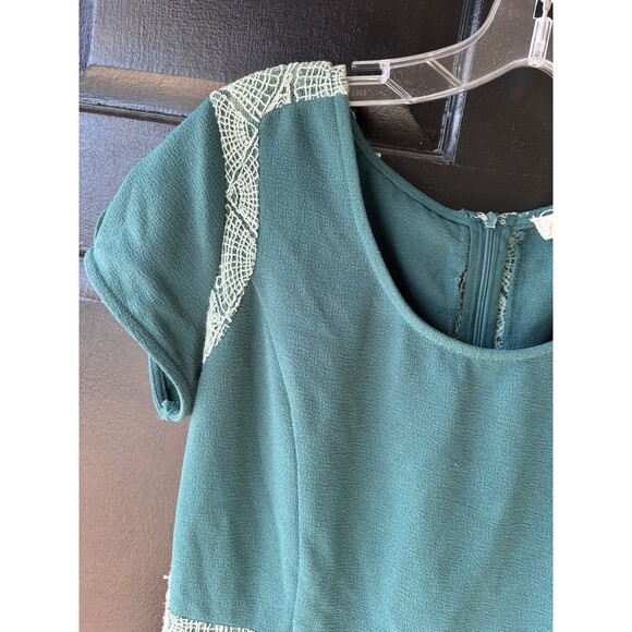 Green Pins and Needles Anthropologie Fit Flare Lace Trim Dress Cottagecore 10 - Picture 2 of 13